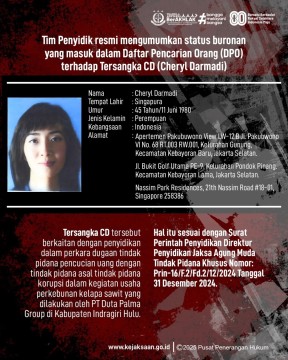 Biodata Cheryl Darmadi anak terpidana yang juga bos kelapa sawit Surya Darmadi. [Instagram @kejaksaan.ri]